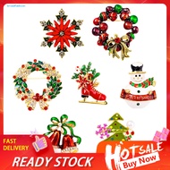 [br] Holiday Brooch Garland Brooch Colorful Rhinestone Christmas Brooch Wreath for Sweater Coat Decor Exquisite New Year Gift