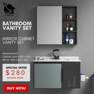 SG Stocks. 60CM PVC+Aluminium Bathroom Cabinet / Bathroom Basin Vanity Set / Basin Cabinet with Mirror Cabinet / Bathroom Sink / Ready Stocks