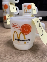 #3 美國70年代Fire King x McDonald's Good Morning 早餐牛奶玻璃杯 古物餐具 麥當勞紀念品 美式快餐 週邊 milk cup glass mug vintage 