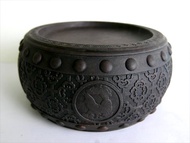 【生肖鼓硯 - 雞】15cm 雙功能 石雕硯台 水盂筆洗-原石端硯名品