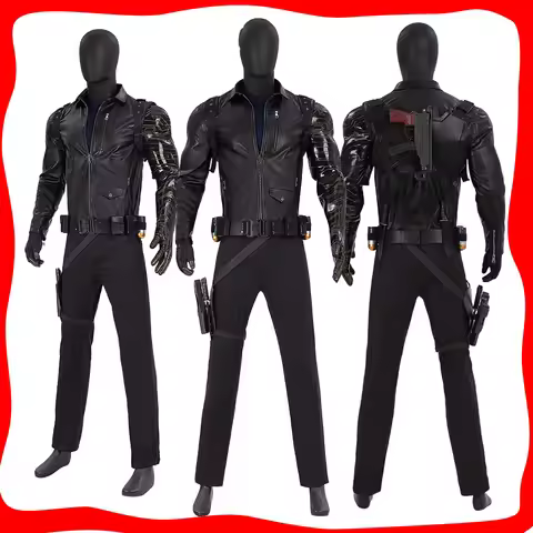 Bucky Barnes Cosplay Men Black Suit Gloves Winter Soldier Costume Roleplay Outfits for Adult Male Pa