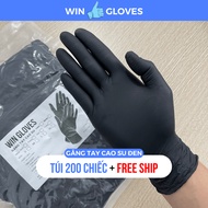 Super Thick Non-Slip Waterproof Nitrile Black Rubber GLOVES - WIN GLOVES