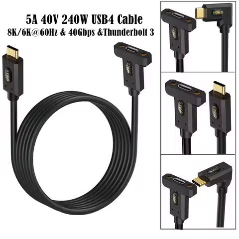 30cm 60cm 1m 2m USB4 Type-C Male to Female with Ear Screw Fixed Panel Extension Cable 8K 60HZ Thunde