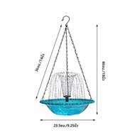Solar Bird Bath น้ําพุน้ําพุแขวน Bird Feeder แขวนพลังงานแสงอาทิตย์ Hummingbird ชามอาบน้ําสําหรับ Gar
