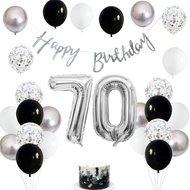 (SG SELLER) 70th Birthday Decorations, 70th Birthday Balloon, Black Birthday Decorations Set 70 Bday