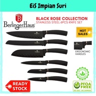 (Ready Stock) (BH-2337) Berlinger Haus 6pc Knife Set - Black Rose Collection