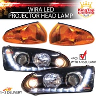 Vland Proton Wira Satria Projector Glass Headlamp With Led + Angle Lamp