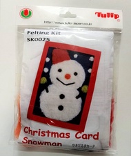 Tulip felting kit Christmas Card (Snowman) / เซ็ตใยขนแกะสำหรับงาน needle felting รูปการ์ดสโนว์แมน แบรนด์ Tulip จากประเทศญี่ปุ่น (TSK0025e)