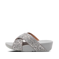FitFlop LULU Shimmerfoil Cross Slides - Silver (Cj3-011)