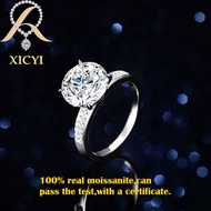 XICYI Classic Four-claw 925 Sterling Silver Ring 5 Carat D Color Moissanite Ring Women's Double Row 