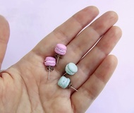 馬卡龍耳釘 食物耳環 粘土微型食物首飾 法國馬卡龍