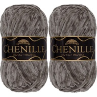 JubileeYarn Chenille Yarn - 100g/Skein Worsted Weight - Nimbus - Medium Grey Velvet - 2 Skeins