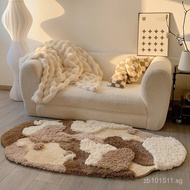 Soft High-End Stain-Resistant Tufted Flocked Bedroom Rug Soft Bedside Rug Carpet Sofa Cream LOLR