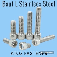 Baut L M8 X 20 Stainlees Steel 304 A2-70. Drat 12 / Kunci L6