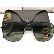 KK Rayban Caravan Square Fashion Trend Driving Sunglasses RB3557 002 54mm Black/Green