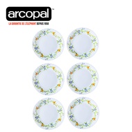 ☞▽Arcopal Cybele 6pcs Dessert Plates Set 19cm White Decorated Tempered Glass