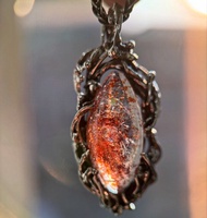 天然礦石 / 紅超七水晶/彼岸花水晶 /燄燃/ 純銀項鍊