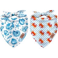 JarThenaAMCS 2Pcs Bandana Anjing Laut Musim Panas Haiwan Laut Segitiga Selendang Haiwan Peliharaan D