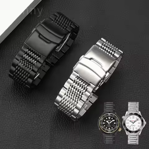 Solid Steel Metal Double Lock Buckle Watchband for Citizen Tissot IWC Seiko Omega Watch Band Belt Me