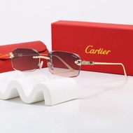 Cartier Frameless Square Sunglasses Cheetah Decoration Multicolor Gradient Lens Sunglasses Light Lux