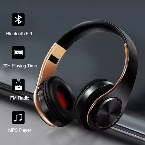HIFI Stereo Earphones Bluetooth Headphone Music Headset FM and Support SD Card with Mic for Mobile X