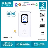 D-Link DWR-U2100 5G Wi-Fi 6 Mobile Hotspot with Touchscreen | PowerBank 6000mAh | Share upto 40 | Na