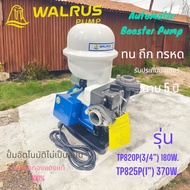 WALRUS ปั้มน้ำอัตโนมัติไม่เป็นสนิมขดลวดทองแดงแท้ 100% Automatic-Booster-Pump รุ่น TP820P(180W)และรุ่