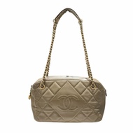 CHANEL 香奈兒 VINTAGE QUILTED DIAMOND CAMERA BAG 復古雙C相機包 小羊皮 灰棕色 金釦