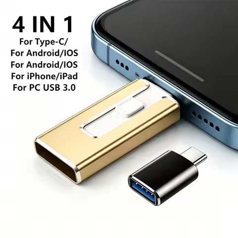 512GB photo USB 3.0 4-in-1 OTG Flash Drive 256GB 128GB 32GB Pendrive For iPhone iPad Samsung Android