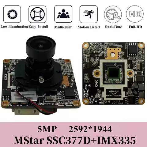 5MP IMX335+MStar SSC377D IP Camera Module Board 2592*1944 25fps H.265 Low illumination StarLight Onv