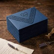 10pcs Navy Blue Hollow Envelope, Luxury Romantic Style, Thick Hard Card Paper Material, Classic Tria