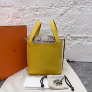 Hermes/愛馬仕picotin18菜籃子銀扣 陽光金色