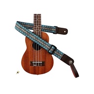 MUSIC FIRST Country style soft cotton &amp; leather ukulele strap, ukulele shoulder strap