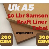 50 Sheets Of Samson Kraft Liner Paper 200 Gsm 300 Gsm Uk A5/Crafting brown/brown Kraft Paper