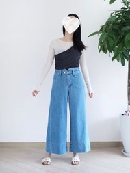 Odd Eye 鈕扣腰闊筒牛仔褲