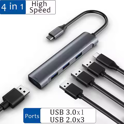 USB HUB Dock 3.0 4 Port Multi Splitter Adapter OTG Type C HUB For Lenovo HUAWEI Xiaomi Macbook Alumi