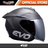 EVO RX-5 MATTE TITANIUM (SILVER IRIDIUM LENS) HALF FACE DUAL VISOR HELMET WITH FREE CLEAR LENS