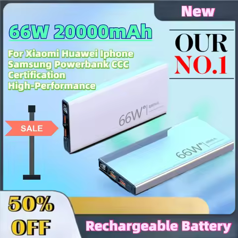 Large Capacity Grade A 66W 20000mAh Power Bank for Xiaomi Huawei Iphone Samsung Powerbank CCC Certif