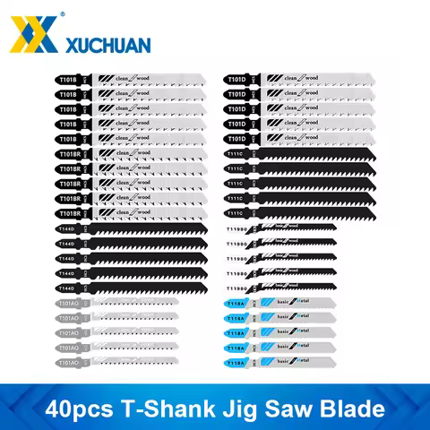 T-Shank Jig Saw Blade 40pcs Jigsaw Blade for Wood Cutting Tool HCS Steel Saw Blade T144D T119BO T101