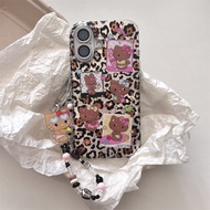 Hellokitty Leopard Print Cat Phone Case Photo Chain Suitable for Apple iPhone16promax Phone Case 14/