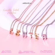 Ashter&co - Everyday Initial Necklace - Stainless Steel Titanium Initial Necklace
