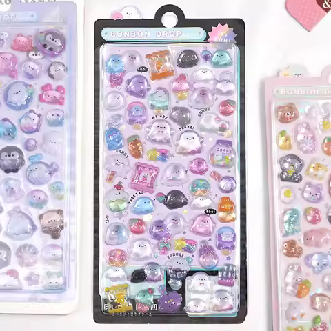 3D Black Cat Stickers Bonbond Drop Seal Decorative Sticker DIY Jelly Stickers for Scrapbooks Journal