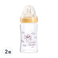 PiYOPiYO 黃色小鴨 寬口晶鑽玻璃奶瓶 3個月以上  黃色  180ml  2個