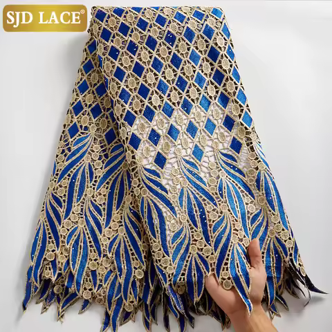 SJD LACE 2024Skin Friendly Classic African Eembroidery Guipure Cord with Stones Fabric Nigerian Cele