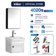 [VATER] 4020s Aluminium Bathroom Cabinet Basin Set Ceramic Sink With Mirror Box Shelf Set White Cabi