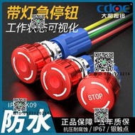 CDOE 大和 金屬帶燈急停按鈕開關19 22mm緊急停止自鎖防水防塵24V