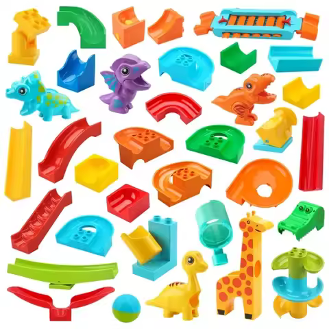 Big Building Blocks Marble Race Run Maze Games Compatible Large Bricks Running Ball Chute Track Jura