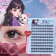 [Free Tweezer] BQI Super Sticky False Eyelashes Glue-free False Trilogy Single Cluster Natural Simul