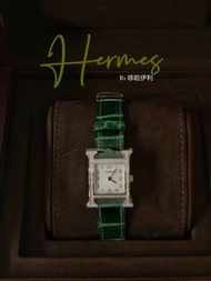 Hermes Watch祖母綠鰐魚皮H鑽表