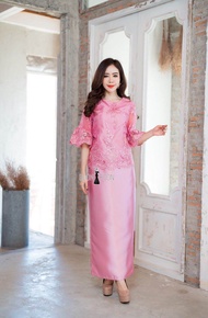 มี6สี Set ชุด2ชิ้น เสื้อ+กป. ออกงาน M-5XL ชุดแม่เจ้าสาว ชุดแม่เจ้าบ่าว ชุดไทยประยุกต์ ชุดเซ็ท ชุดเซ็